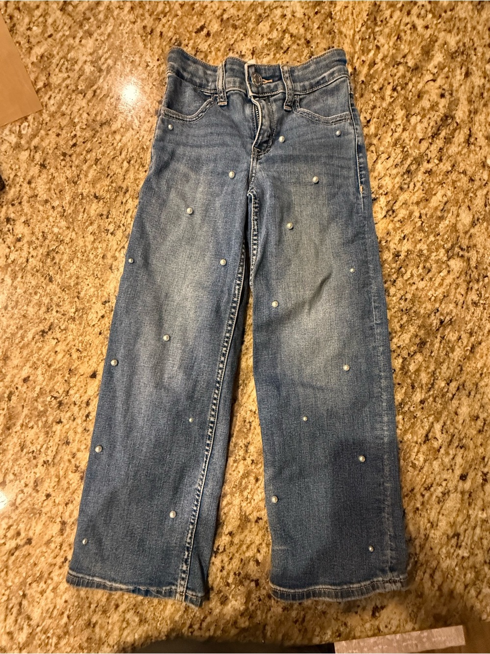 Blue Denim Girls Jeans with Pearl Embellishments Abercrombie kids